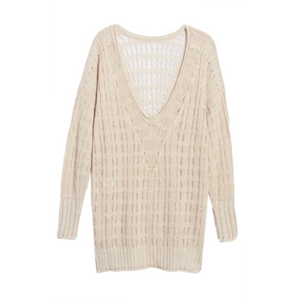 Free People Pretty in Pointelle Longline Sweater